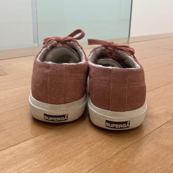 Superga 2750 Pink Suede Shearling-Lined Shoes - Size 9 - Picture 3 of 4
